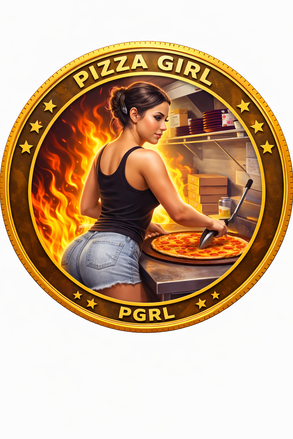 Alternate Pizza Girl coin art